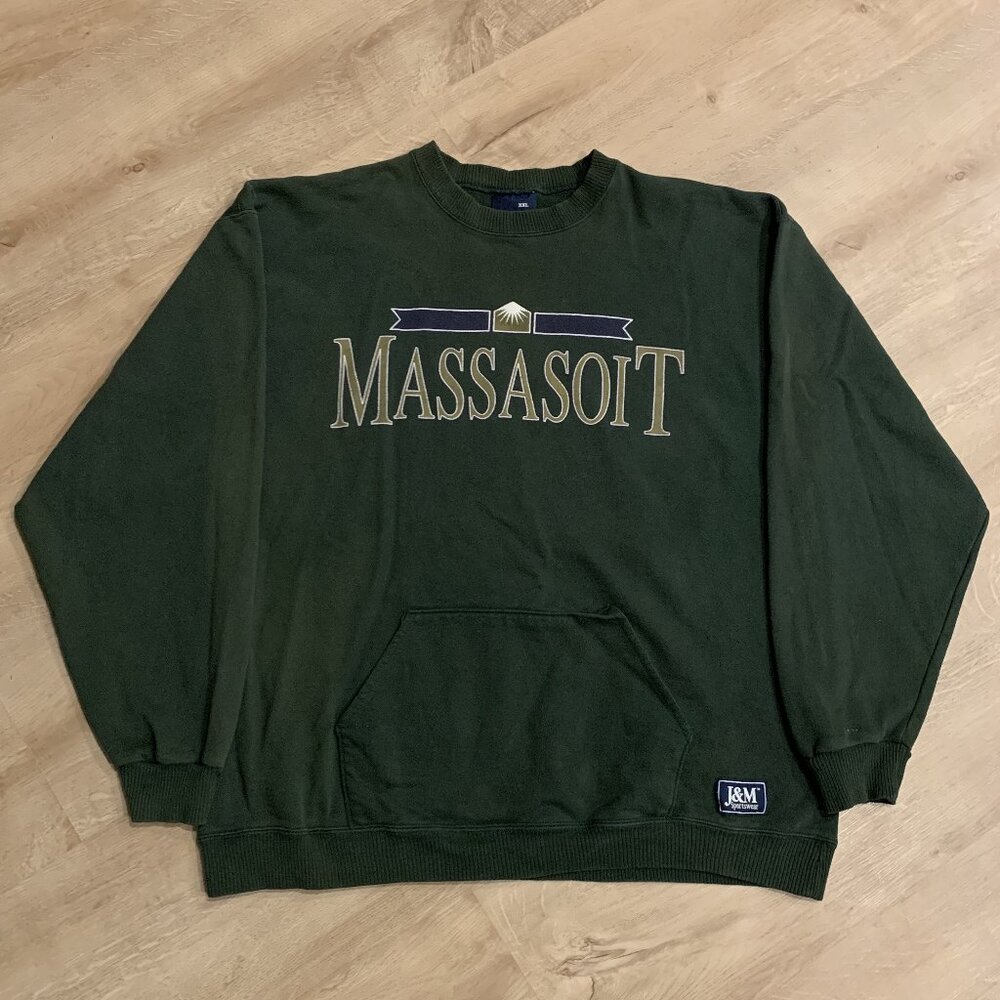 Vintage J&M Sportswear Massasoit Community College Green Sweatshirt Mens XXL 2XL